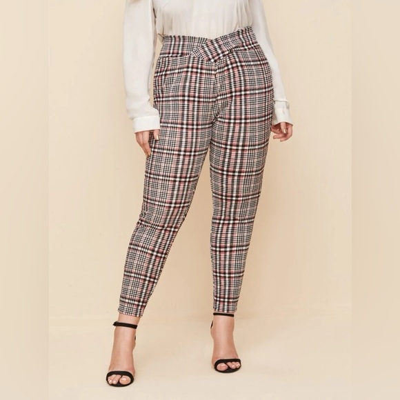 Shein pink plaid office pants - Picture 1 of 3